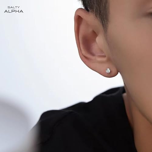 Image of SALTY ALPHA Anti Tarnish Classic Earrings for Men | Ear Hoop for Man | Stylish Fashion Jewellery Accessories for Boys | Minimal Jewelry | Ideal for Gifting | Gift for Diwali, Christmas, Marriage, Birthday