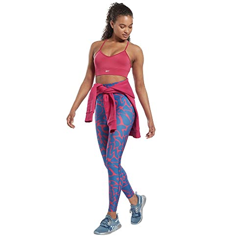 Image of Reebok Women's Satin 91% PES /9% El-Interlock-Hydrophilic Finish /Print-Digital Sublimation-Disperse Classic Workout Sports Bra