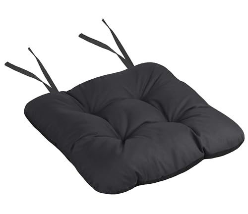 Domarex Gartenstuhlkissen Silla 50x50 cm - Wasserdichtes Kissen für den Gartenstuhl Sitzkissen an Stuhl fesselt - Hochwertiger Polyester - weiches Stuhlkissen mit Bändern - Graphit