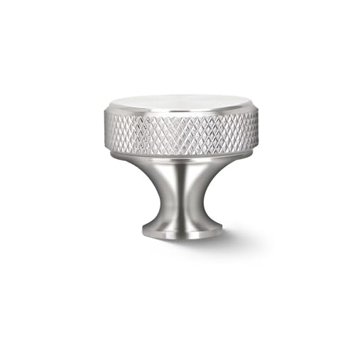 Yagman 10 Pack Knurled Kitchen Cabinet Knobs Round Dresser Knob Modern Drawer Hardware Cupboard Handles Furniture Knobs for Bathroom Single Hole Knobs for Wardrobe Brushed Nickel CKBN000K10