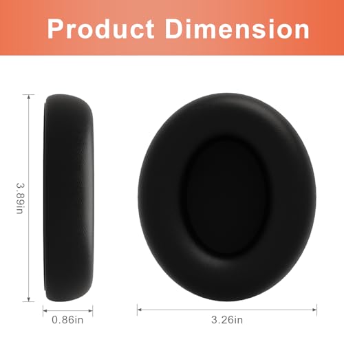 Repuesto Almohadillas para oídos compatible con audífonos Beats Studio Pro, negras | Cojines de espuma de memoria que aíslan el ruido, cuero proteico suave, incluye herramienta de palanca miniatura 4