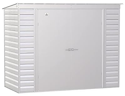 Arrow Select 8' x 4' Outdoor Lockable Steel Storage Shed Building, Flute Grey