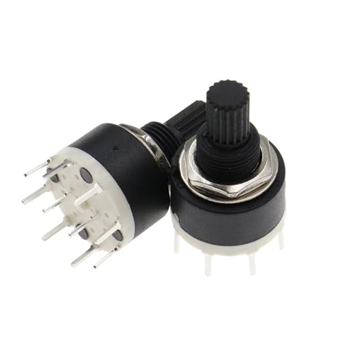 Interruptor rotativo SR16 de eje corto 15 mm y 8 posiciones mecánicas con cuerpo de 16 mm