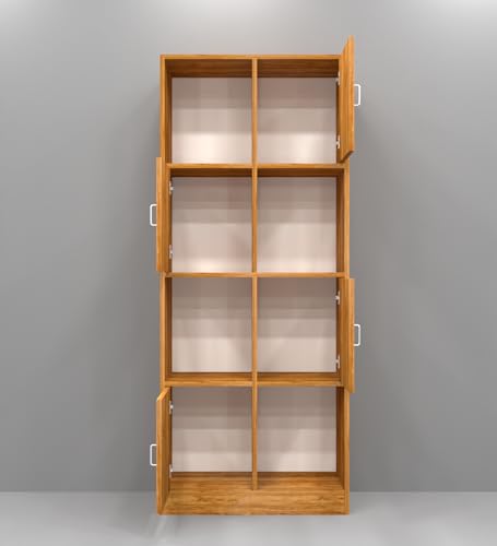 Image of SPECIALITY PANELS 8 Shelf Kitchen Cabinet | Multipurpose Wooden Storage Cupboard with Doors | Semi Open Pantry Organizer | Tall Space Saving Storage Unit for Kitchen Living Room Home | Display Rack
