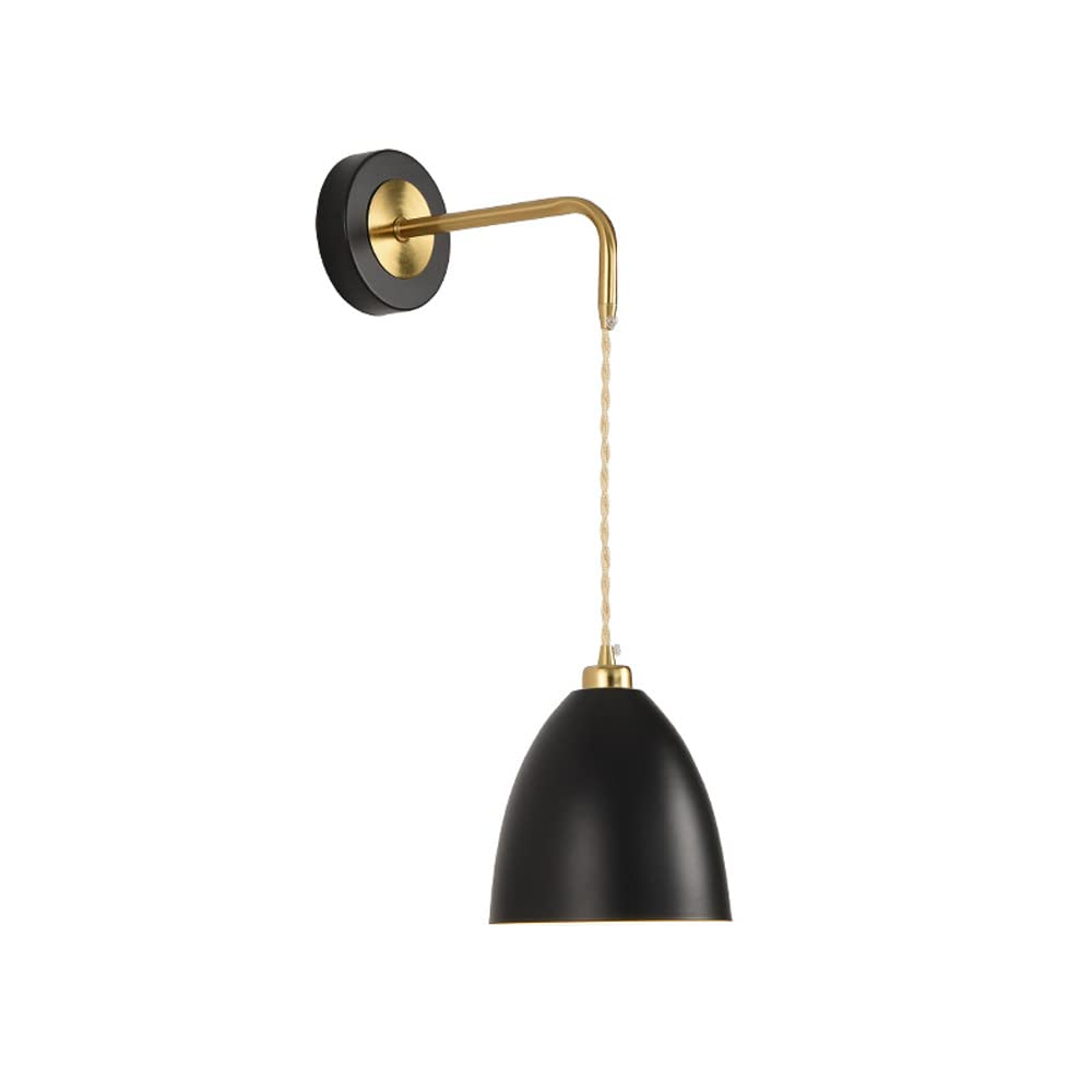 SXSCARKX Nordic Wall Sconce Lighting Fixture Bedside Lamp, Indoor Mount Light E27 Hanging Sconces, Modern Metal Lamps for Bedroom Loft Aisle Restaurant (Color : Dark)