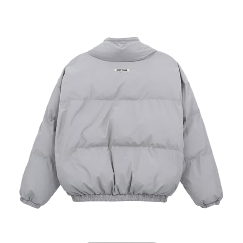 Image of Arnodefrance Men Puffer Jacket Winter Cotton Coat Zip Up Long Sleeve Jackets Stand Collar Baggy Coat