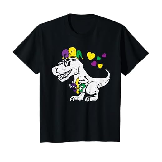Kids Jester Dino Trex Toddler Boys Mardi Gras Dinosaur Baby Boy T-Shirt