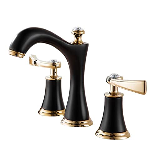 Robinet mitigeur de lavabo fendu à double poignée eau chaude et froide noir