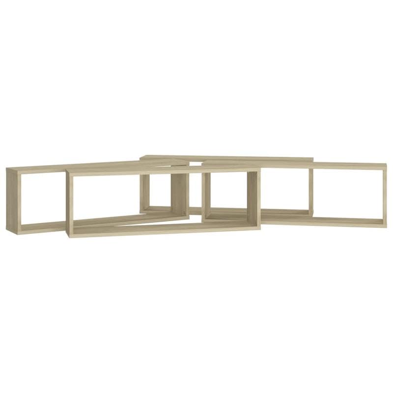 Étagère murale moderne en bois de chêne Sonoma : lot de 4 cubes de rangement suspendus 80 cm