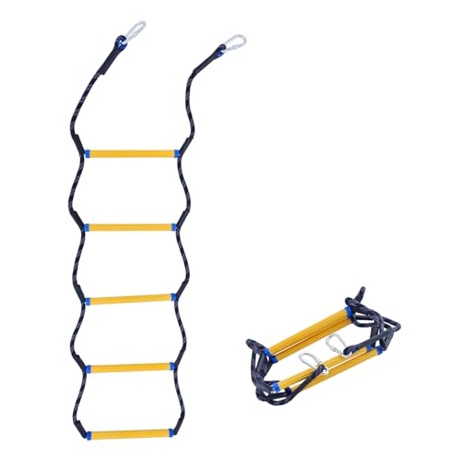 LZ.MZXU Boat Rope Ladder - 5 Step Heavy Duty & Safe Ladder, Compact Portable Design, Easy to Use for Swimming, Diving, Boat Rescue | Ideal for Swimmers, Fishermen, Family Water Activities