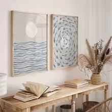 Peintures sur toile vagues océan bleu ZHUOYA art moderne