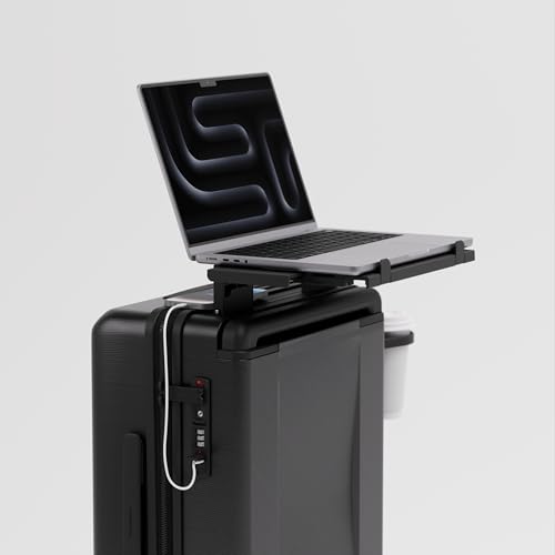 Image of Carry-on PRO (56cm) Cabin Trolley Bag & Free Backpack, Laptop Stand, Combination Lock, Phone Stand, Cup Holder, 8 Lockable Wheels, Polycarbonate Hard-Shell (T6 Standard, Space)