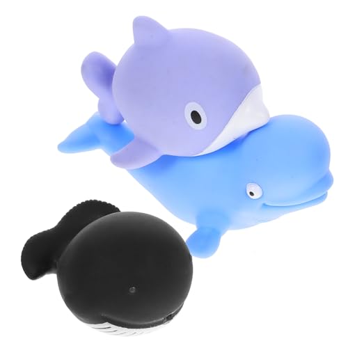 POPETPOP 3 Piezas Juguetes de Baño para Bebés con Diseño de Animales Marinos Flotantes Suaves y Fáciles de Apretar para Piscina y Ducha para Desarrollo Motriz y Diversión el Agua