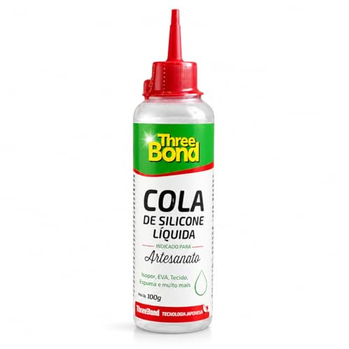 Cola Artesanato Silicone Líquida 100g ThreeBond | EVA, Isopor, Tecido e Papel | Transparente, Sem Manchas | Uso Escolar