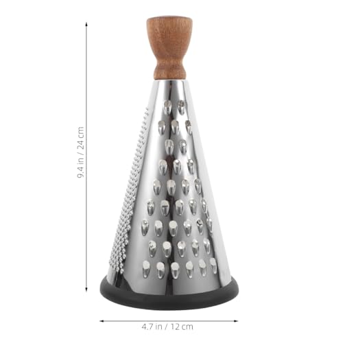 HEMOTON Kitchen Grater Multipurpose Grater Cheese Shredder Chocolate Grater Manual Vegetables Graters for Kitchen Metal Cheese Grater Cucumber Conical Wood 9 Inch