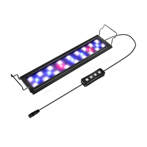 Hygger 9W LED Beleuchtung mit Timer für Aquarium - Dimmbare Lampe mit Verstellbarer Halterung für 28-48cm Fisch Tank (Weiß, Blau & Rot Licht)