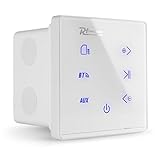 Power Dynamics Powerline A100W - Amplificador de Audio de Pared, 4 x 20 W, Receptor inalámbrico Bluetooth, USB y Micro SD, Pantalla táctil, Incluye Mando a Distancia, Ideal para Sonido de casa