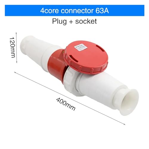 Enchufe de aviación industrial de 4 núcleos, conector 63A impermeable rojo 3