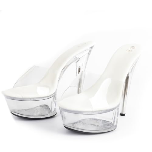 Women's Clear Acrylic High Heel Shoe, 5.9 inch Heel, 1.79 Platform Slip-On Sexy Fashion3