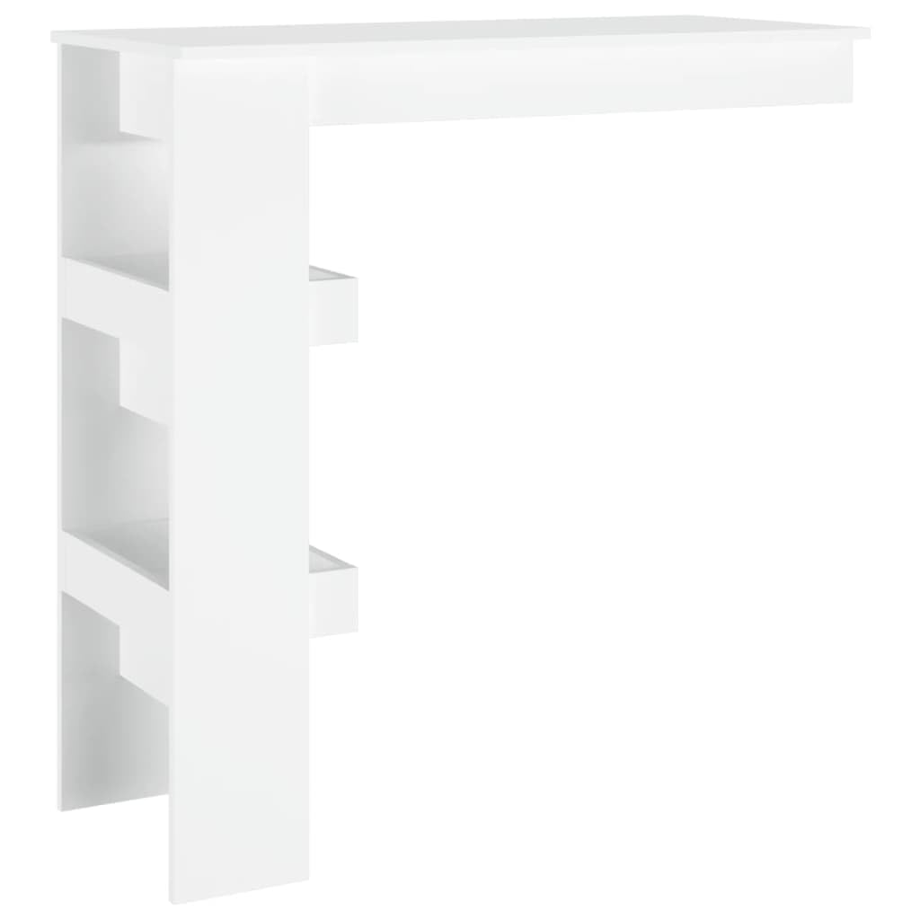 vidaXL Mesa de Bar de Pared Mesita de Comedor Alta Pub Barra Salón Cocina Restaurante Cafetería Muebles Madera Contrachapada Blanco 102x45x103,5cm