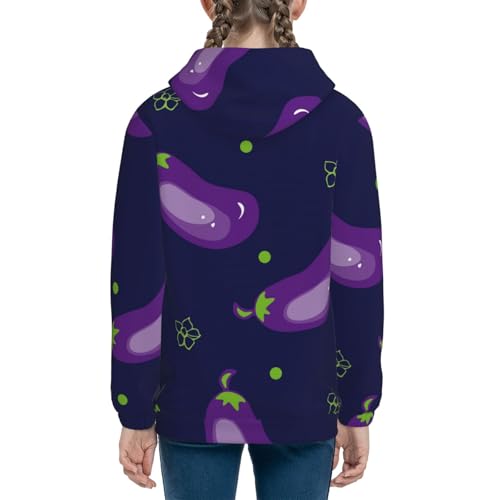 Eggplant Kids Pullover Hoodies Boys Sweatshirts Girls Athletic Clothes with Pocket4