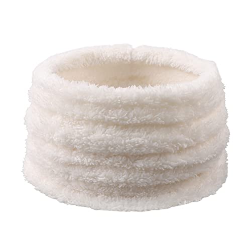 Pesaat Winter Schlauchschal Mädchen Jungen Loop Schal aus Warmer Fleece Flauschig Schal Damen Herren Kinder Rundschal für Kinder,Erwachsene (Weiß)