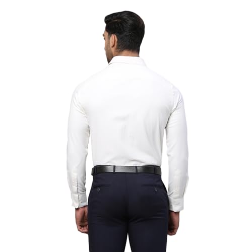 Image of Park Avenue Men Cotton blend Slim Fit Structure Pattern Semi Cutaway Collar Formal Shirt