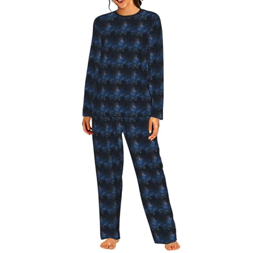 Pyjama assorti Galaxy Space pour femme ensemble manches longues élastique