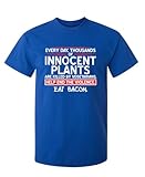Every Day Thousands of Innocent Plants are Killed by Vegetarians Joke Novelty T-Shirts for Men | Adult Humor Graphics Tees | Printed in USA Novelty Funny Casual T-Shirt Mens T-Shirts L Royal