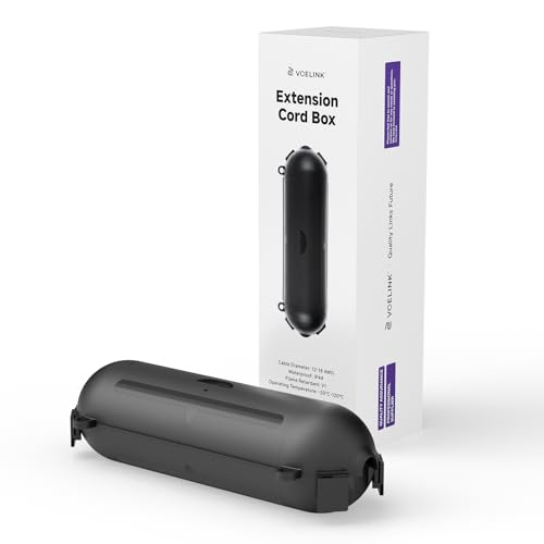 VCELINK Outdoor Kabelbox Wasserdicht, Steckerschutz Aussen Wasserdicht, Garten Wasserdichter Safe Box mit Kabelschloss für Weihnachtsbeleuchtung, Gartengeräte, passend für Kabel mit 12-18 AWG, 1 Stück