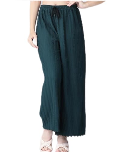 Image of Pack of 2 Women Palazzo Pants | Wide Leg Loose Fit | Combo Pack | Free Size M-3XL | Stretchable Waist | Casual Wear, Office Wear, Home Wear Palazzo