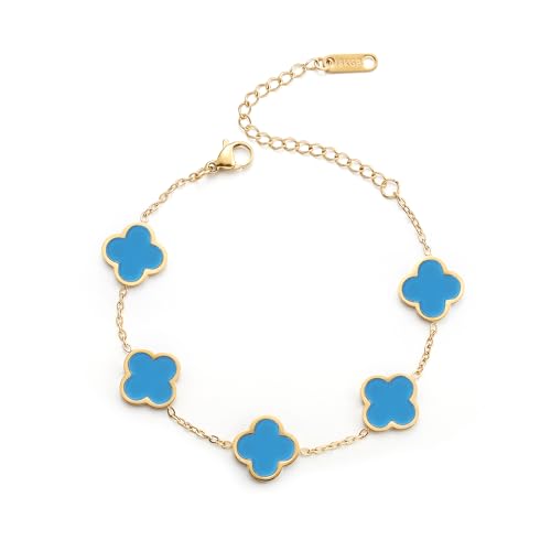 AIPPK Pulsera chapada en oro de 18 quilates con diseño de trébol de la suerte...