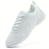 Soutien et pratique : les événements de semelles extérieures portables combinent légèreté et élégance et ont un effet positif sur le soutien des pieds des athlètes, ce motif rainuré de la semelle peut améliorer la friction. Les baskets Cheer respirantes sont d'un blanc brillant et sportif avec un jean et un short.