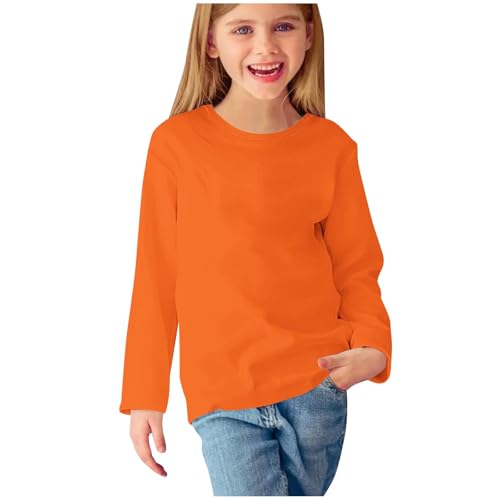 Cute Sweatshirts for Girls Boys Fashion Fall Long Sleeve Tops Soft Crewneck Pullover Casual Base Sweatshirt Orange