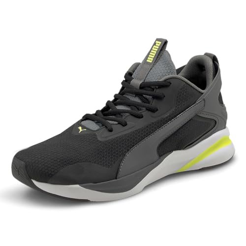 PUMA PUMA mens Softride Rift Tech Running Shoe, Puma Black-castlerock-yellow Alert, 10 US