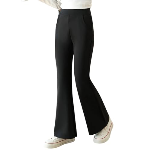 Uniform Pants for Girls Flared Yoga Pants for Kids Stretchy Bootcut Leggings Soft Athletic Workout Tights