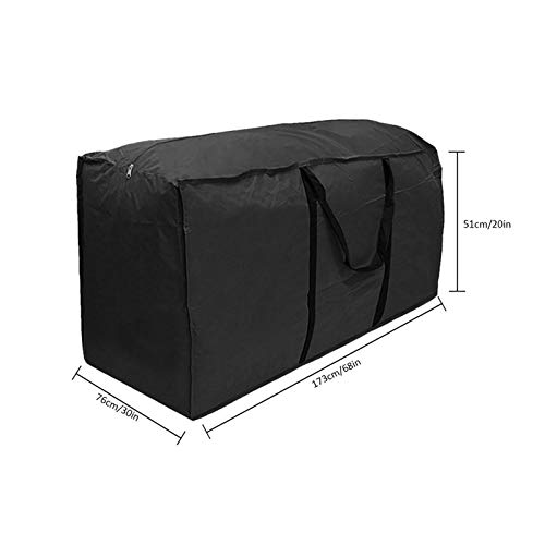 Waterproof Garden Cushion Storage Bag, Large/Extra Large Outdoor Garden Furniture Cushion Covers with Handle and Zips, for Christmas Tree, Blankets, Cushions, Tents, Patio Accessories - Black
