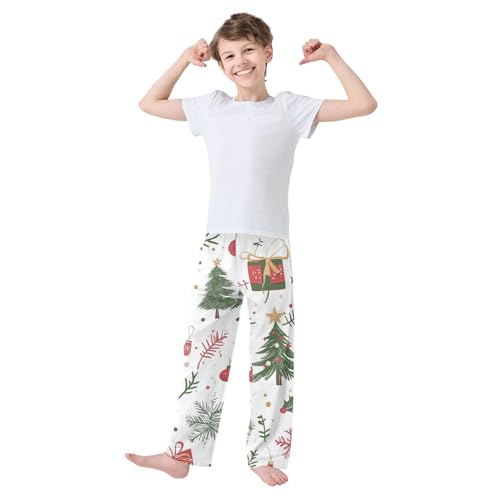 Christmas Tree Love Heart Boys Long Pants Soft Trousers Elastic Waist Kids Lounge Bottoms with Pockets S-XL3