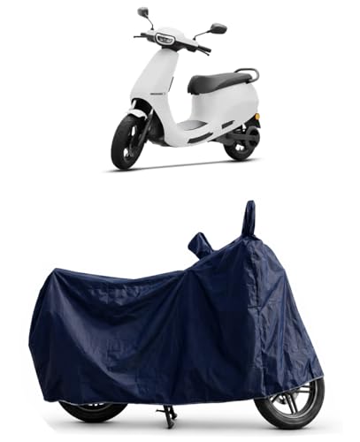 Image of Shield Heavy Duty Scooty Cover for Ola S1 pro | All-Season, Tear-Proof Fabric | with Side Mirror Pocket & Buckle Belt | Ola S1 pro Scooty Cover (Blue)