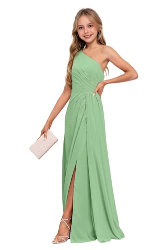 Junior Bridesmaid Dresses for Girls One Shoulder Chiffon Bridesmaid Dress for Juniors Long Girls Formal Dress