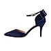 ERIJUNOR E1876B Wedding Evening Party Shoes Comfortable Mid Heels Pumps with Bow Knot Ankle Strap Wide Width Satin Shoes Navy Size 7.5