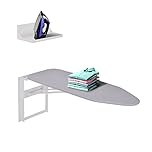 Ivation Wall-Mounted Ironing Board with Storage Shelf, Foldable 36.2” x 12.2”, Fold Down Ironing Station for Home, Apartment &, Easy-Release Lever, Removable Cotton Cover & Dorms, Hardware Included