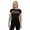 AC/DC T Shirt Full Colour Diamante Logo Official Womens Skinny Fit Black S #2