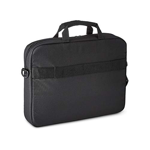 Amazon Basics - Compacte laptoptas, schoudertas/draagtas met vakken voor het opbergen van accessoires, voor laptops tot 15,6 inch (40 cm), zwart, 1 stuk