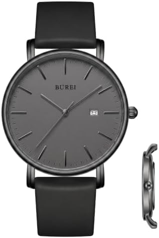 BUREI Men Wrist Watches Fashion Minimalist Thin Analog Quartz Waterproof Watches for Men, Refined Gifts for Men, Boyfriend, Husband, Dad