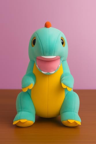 Image of Dinosaur Plush Toy, Mint Green and Yellow, Stuffed Animal with Orange Spike, Kids Cuddly T-Rex Doll, Best for Gift-35CM (DINASOR Blue)