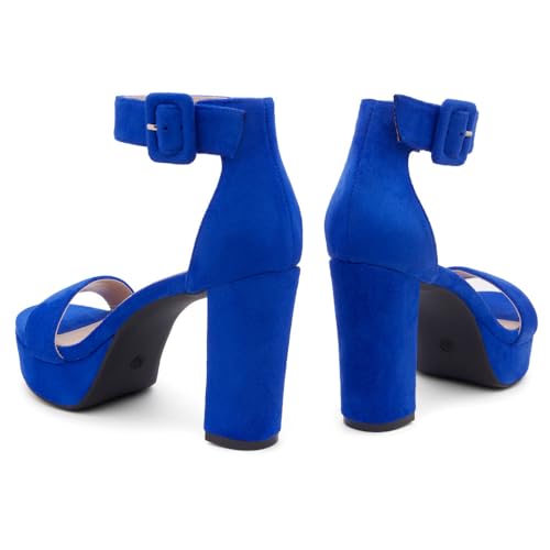 Image of Herstyle Women's Chunky Platform Heels - 4 Inch Block Heeled Sandals, Open Toe Dressy Strappy Heels with Ankle Strap for Wedding, Prom, Party & Graduation