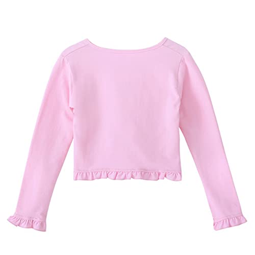 Girls Ballet Wrap Top Long Sleeve Cardigan Front Knot Gymnastics Crop Outerwear for Kids2