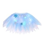 REETAN Light up Christmas Tutu Skirt Snowflake Layered Xmas Tutu Skirt Flashing Christmas Tutu Costume for Women and Girls Multicolored