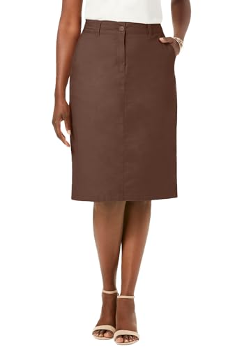 Jessica London Women's Plus Size Stretch Cotton Chino Skirt